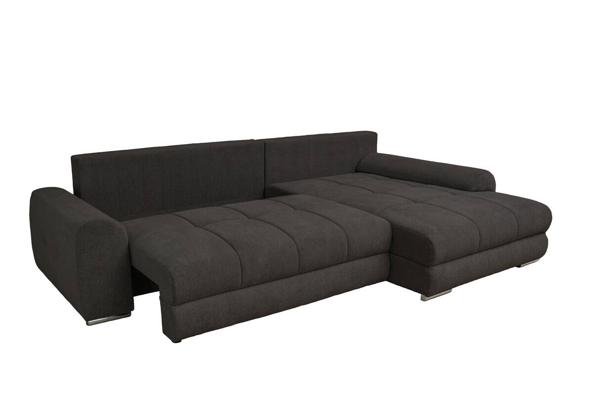 Ecksofa mit Bettfunktion und Bettkasten Lorenz schwarz Microfaser B/H/T: ca. 284x74x180 cm