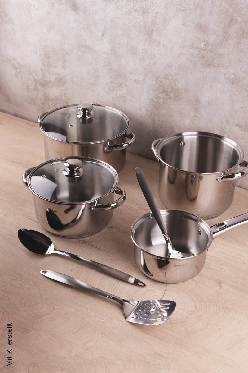 SAN IGNACIO Topfset Lexia silber Edelstahl 9 tlg.