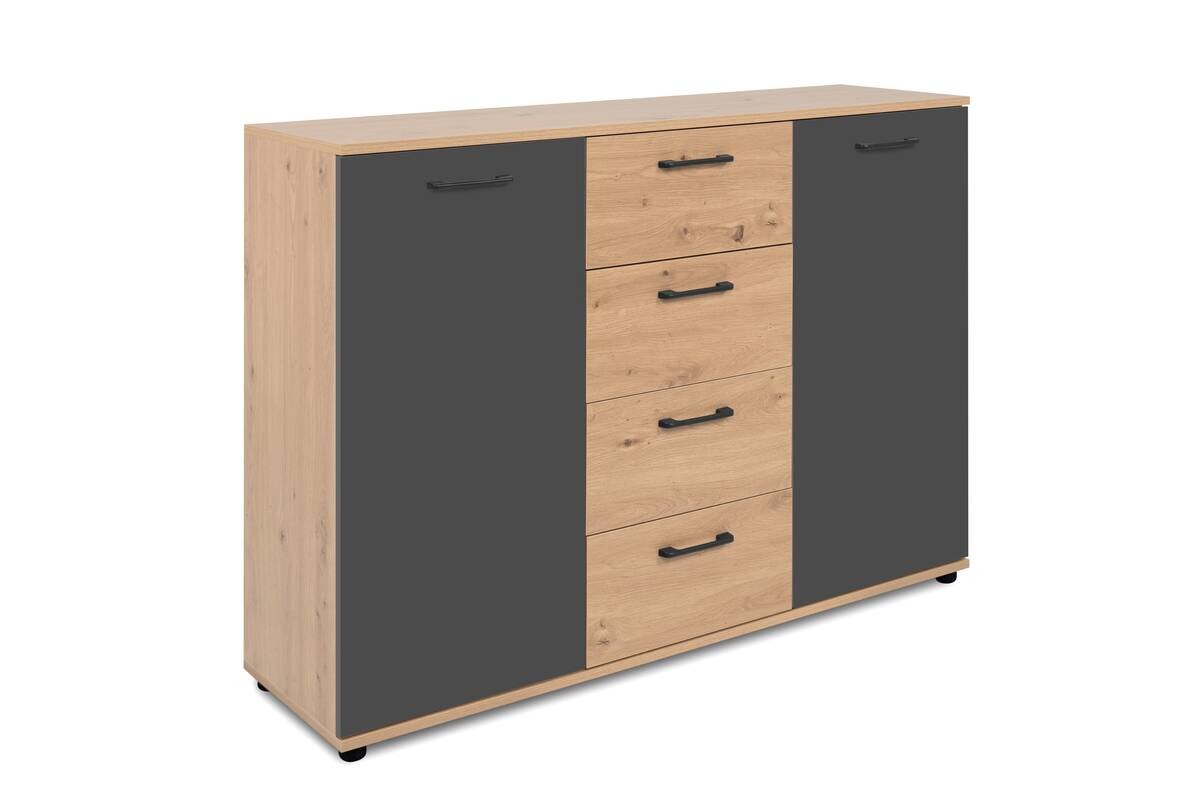 Kommode Kerry 01C Eiche Artisan Nachbildung anthrazit B/H/T: ca. 120x85x35 cm