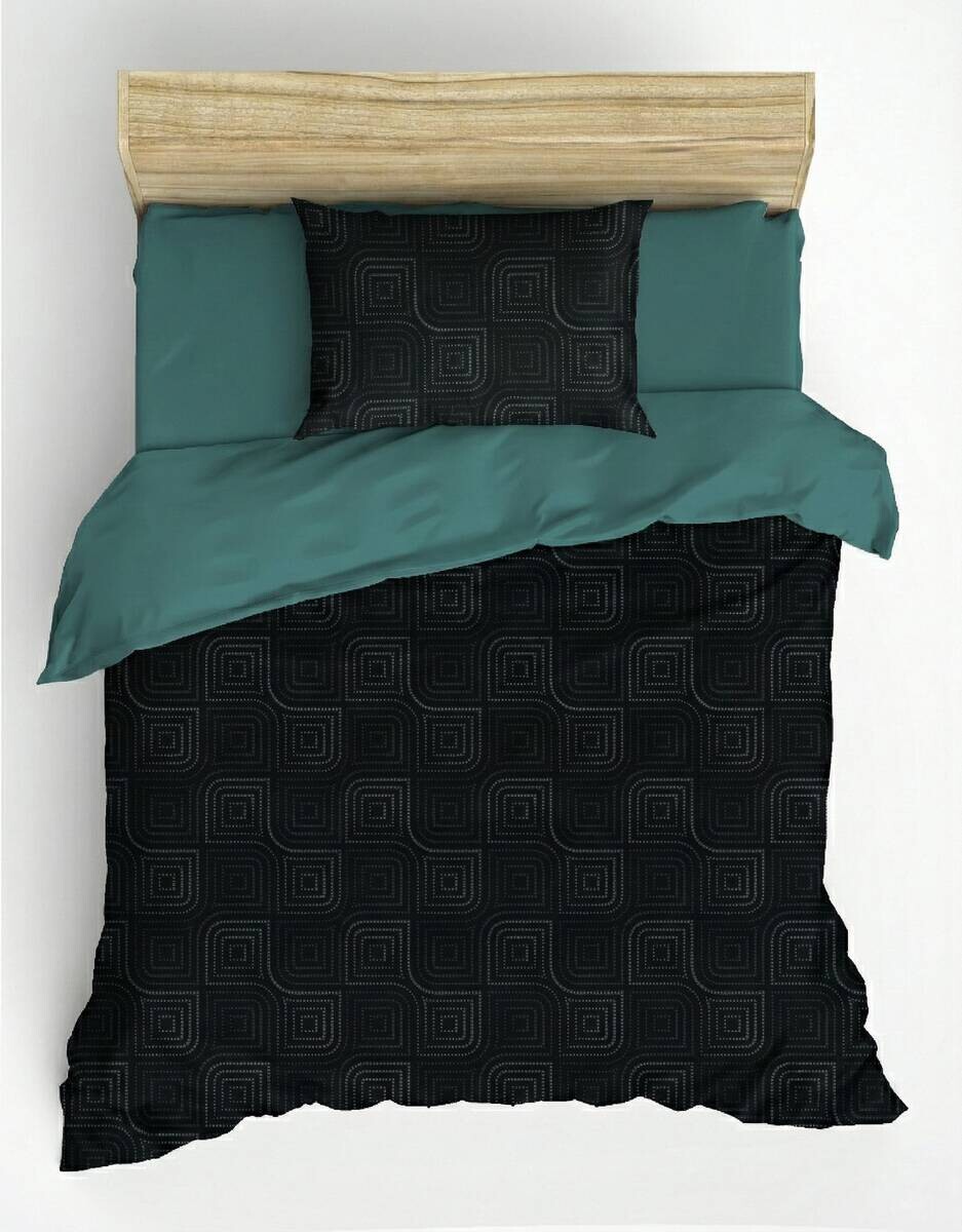 L'Essentiel Linge de Maison Baumwoll Bettwäsche Renforce petrol anthrazit 100% Baumwolle B/L: ca. 135x200 cm