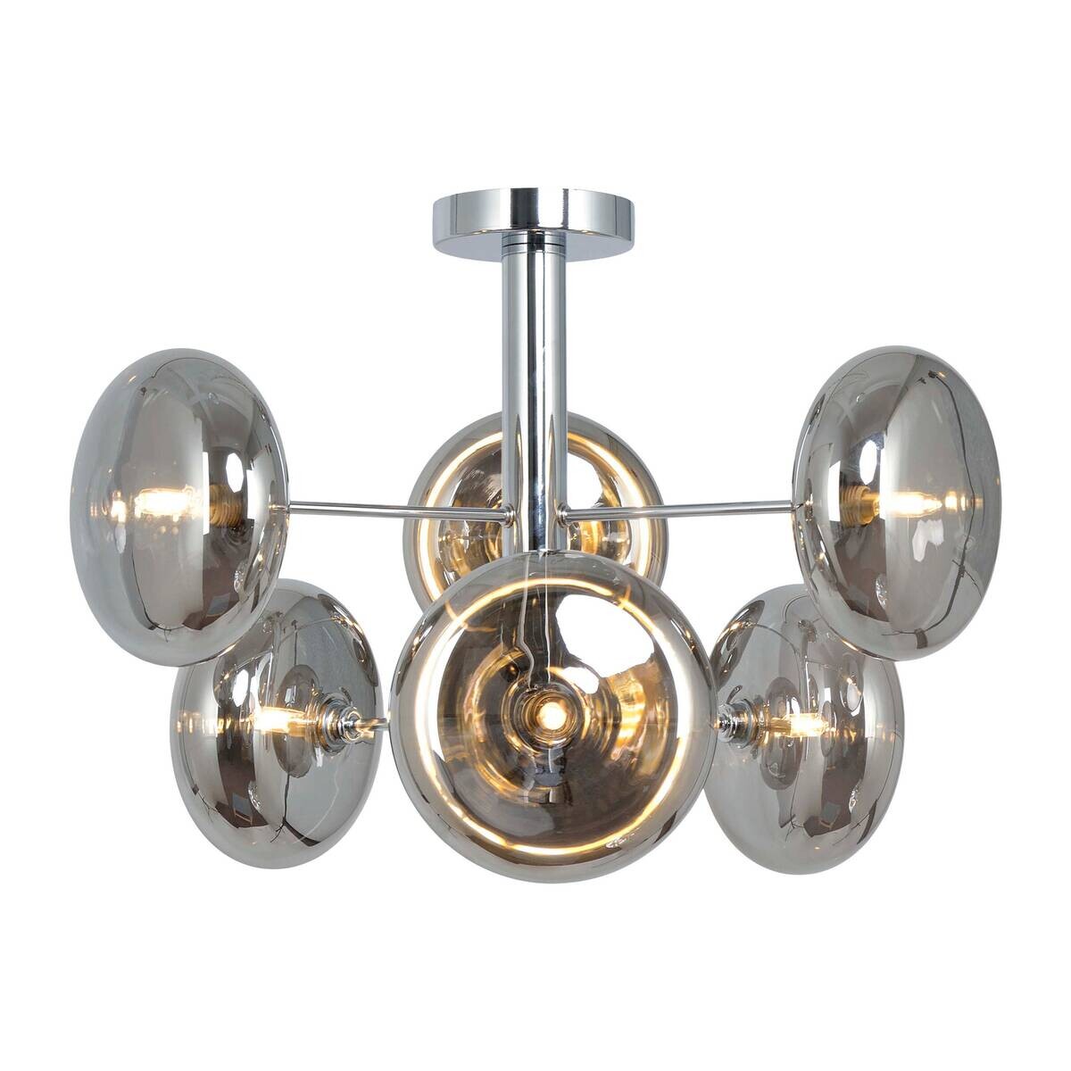 Näve Leuchten Deckenleuchte 1388397 Chrom Glas Metall B/H/T: ca. 53x38x53 cm G9 6 Brennstellen