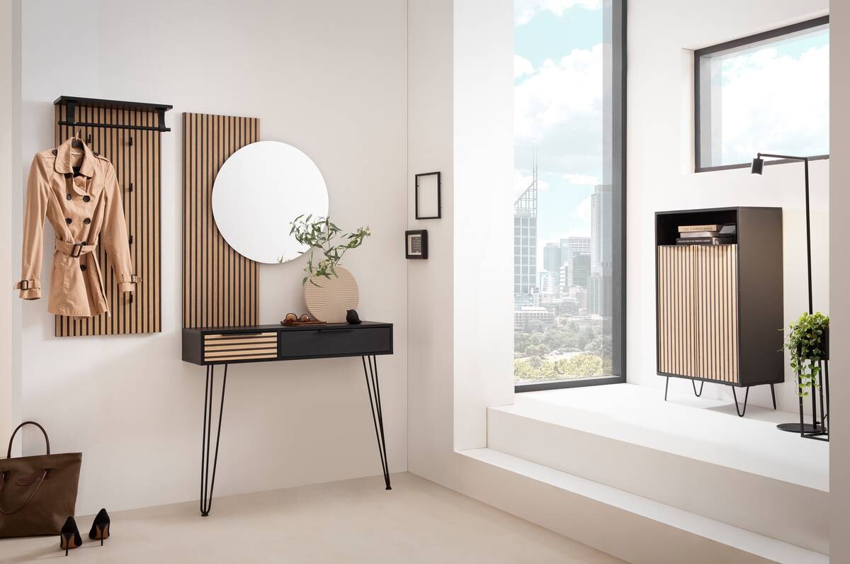 Wandpaneel Hank schwarz matt B/H/T: ca. 50x110,6x20,9 cm