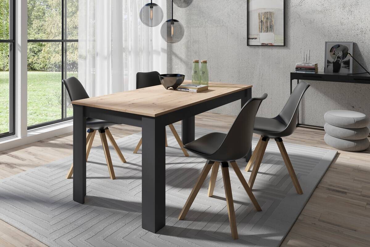 Tischgruppe KIRA anthrazit Eiche B/H/T: ca. 160x75x90 cm