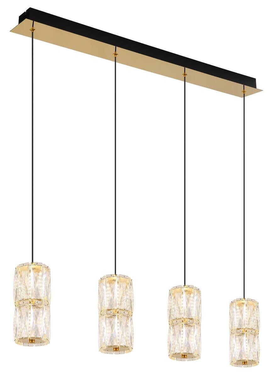 GLOBO Pendelleuchte mattschwarz gold klar Glas Metall B/H/T/L: ca. 9,5x150x84,5x84,5 cm 1 Brennstellen