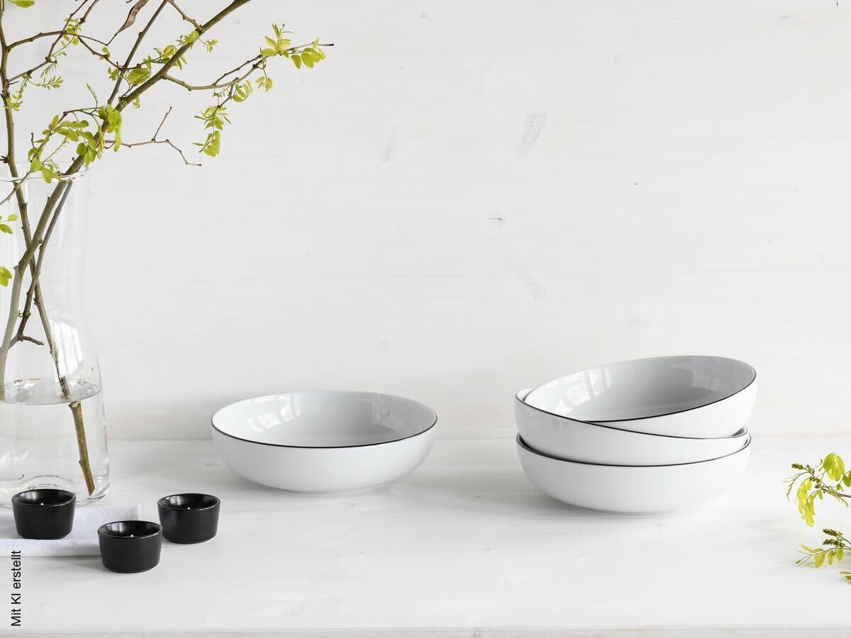 CreaTable Schüssel-Set Allround Black Line schwarz Porzellan