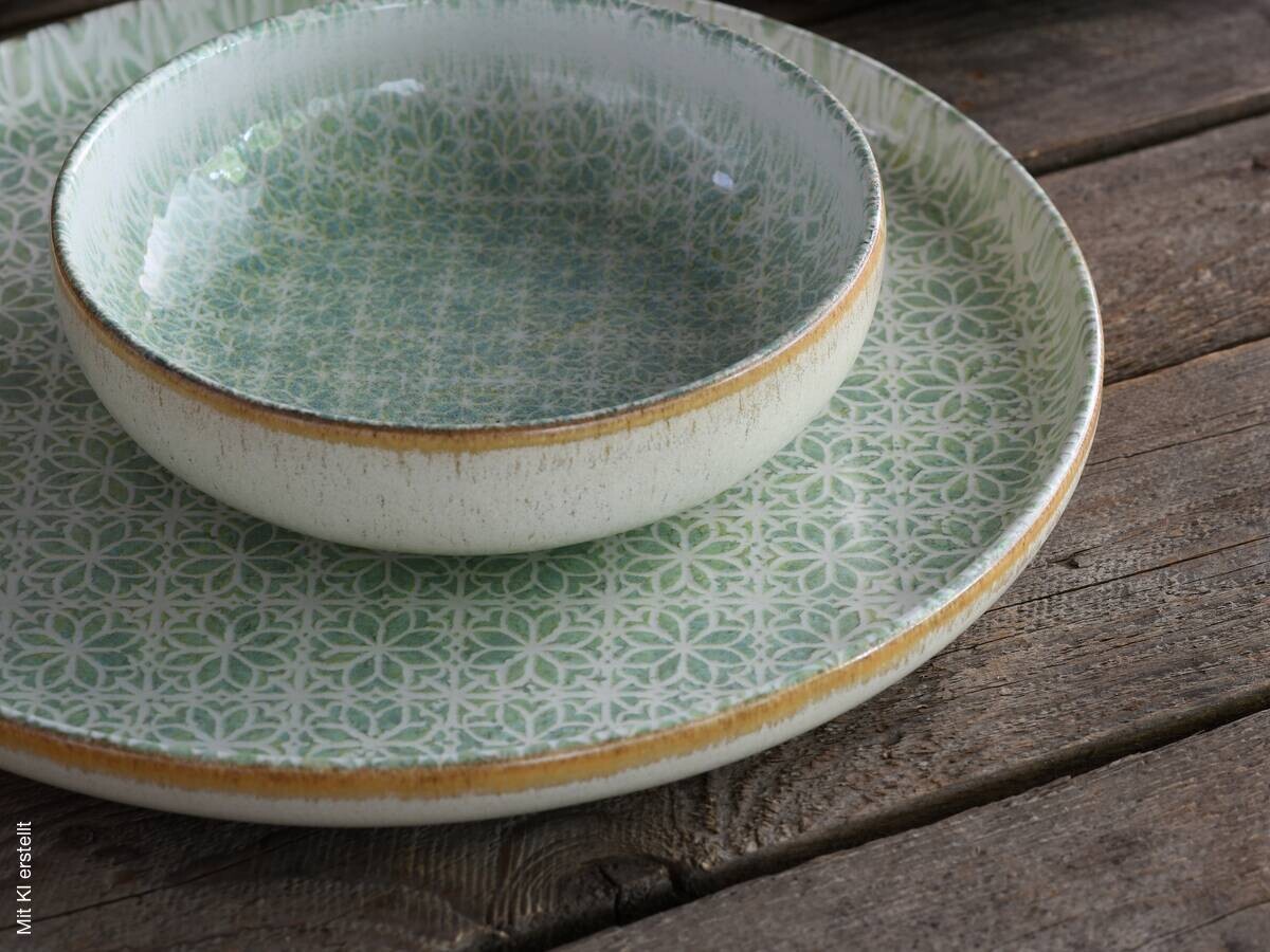 CreaTable Tafelservice Uno Emiliana grün Steinzeug 12 tlg.