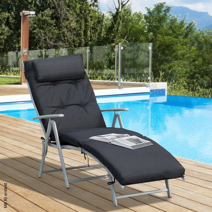 Outsunny Sonnenliege schwarz Metall B/H/L: ca. 64x101x180 cm