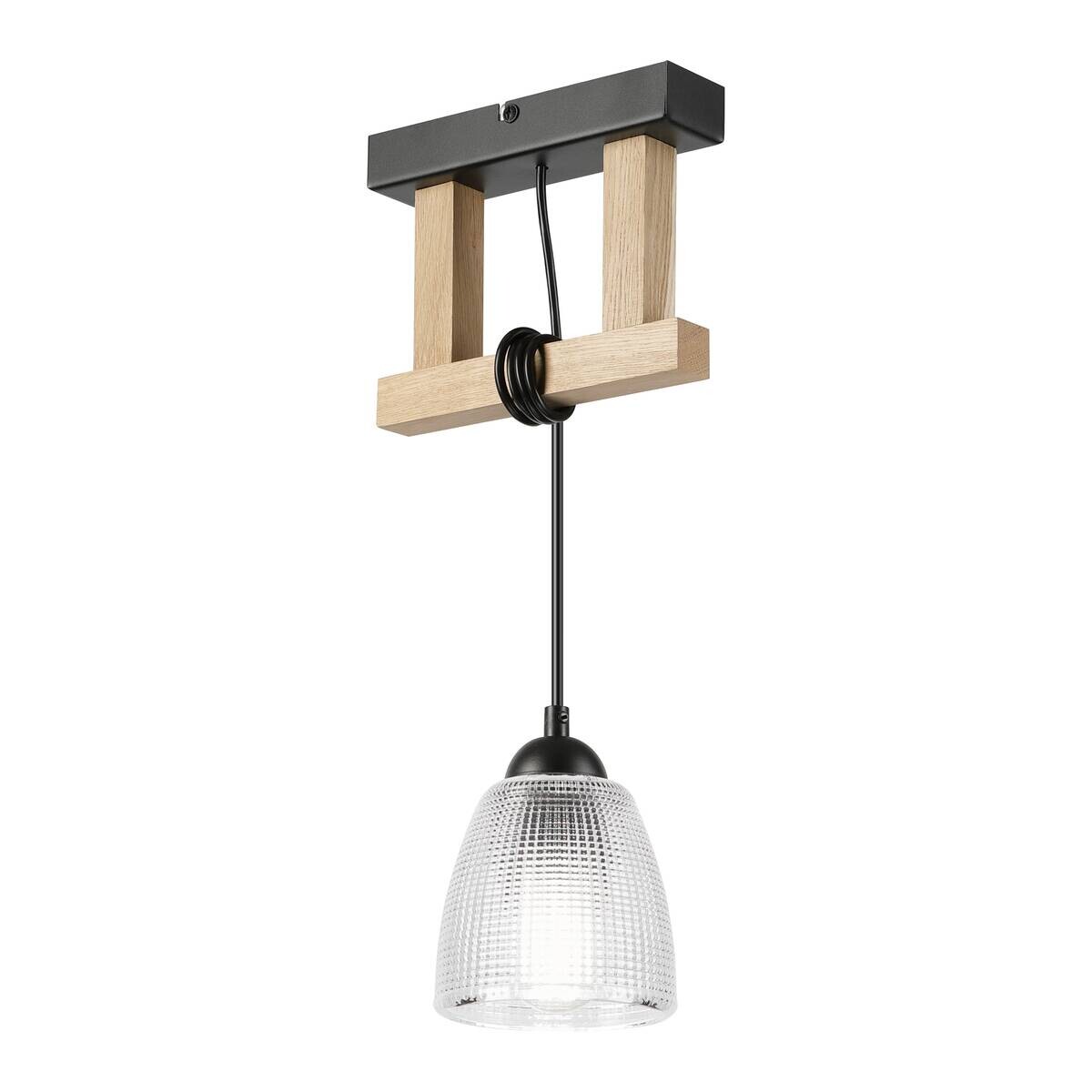 Lamkur Pendelleuchte Eiche Stahl B/H/L: ca. 20x89x20 cm E27 1 Brennstellen