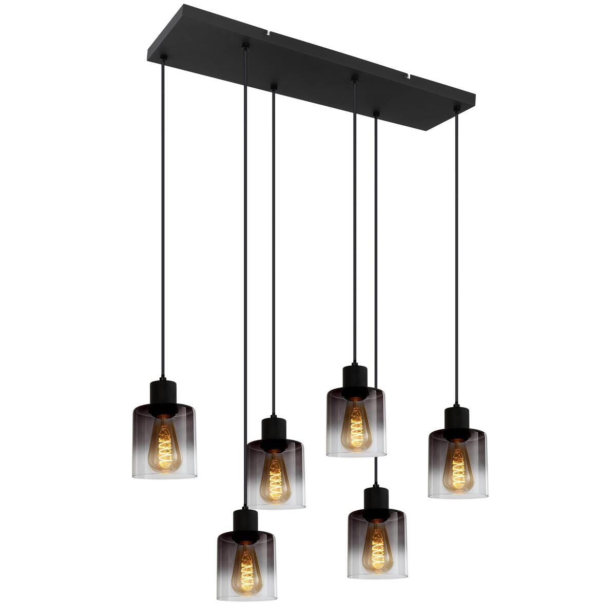 POCOline Pendelleuchte Annie schwarz Metall B/H/L: ca. 25x120x77 cm E27 4 Brennstellen