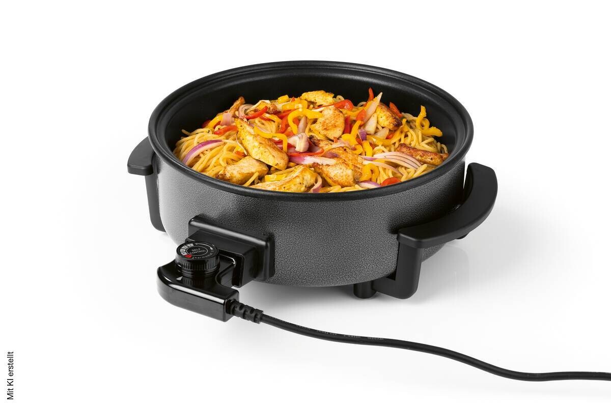 GOURMETmaxx Elektrische Party-Pfanne schwarz Edelstahl B/H/L: ca. 14,5x36x34,5 cm