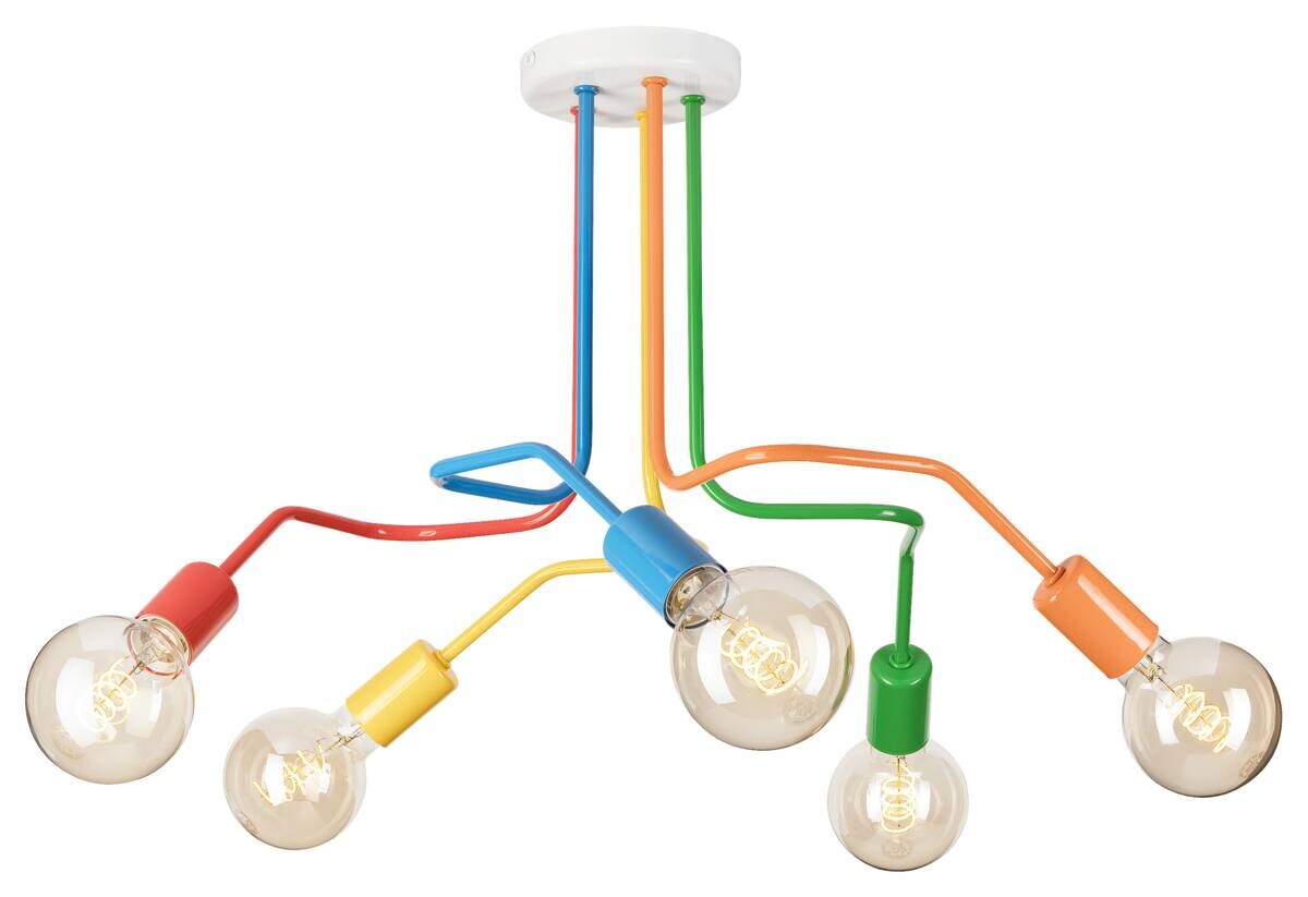 Lamkur Hängeleuchte Domino mehrfarbig Stahl B/H/L: ca. 59x40x59 cm E27 5 Brennstellen