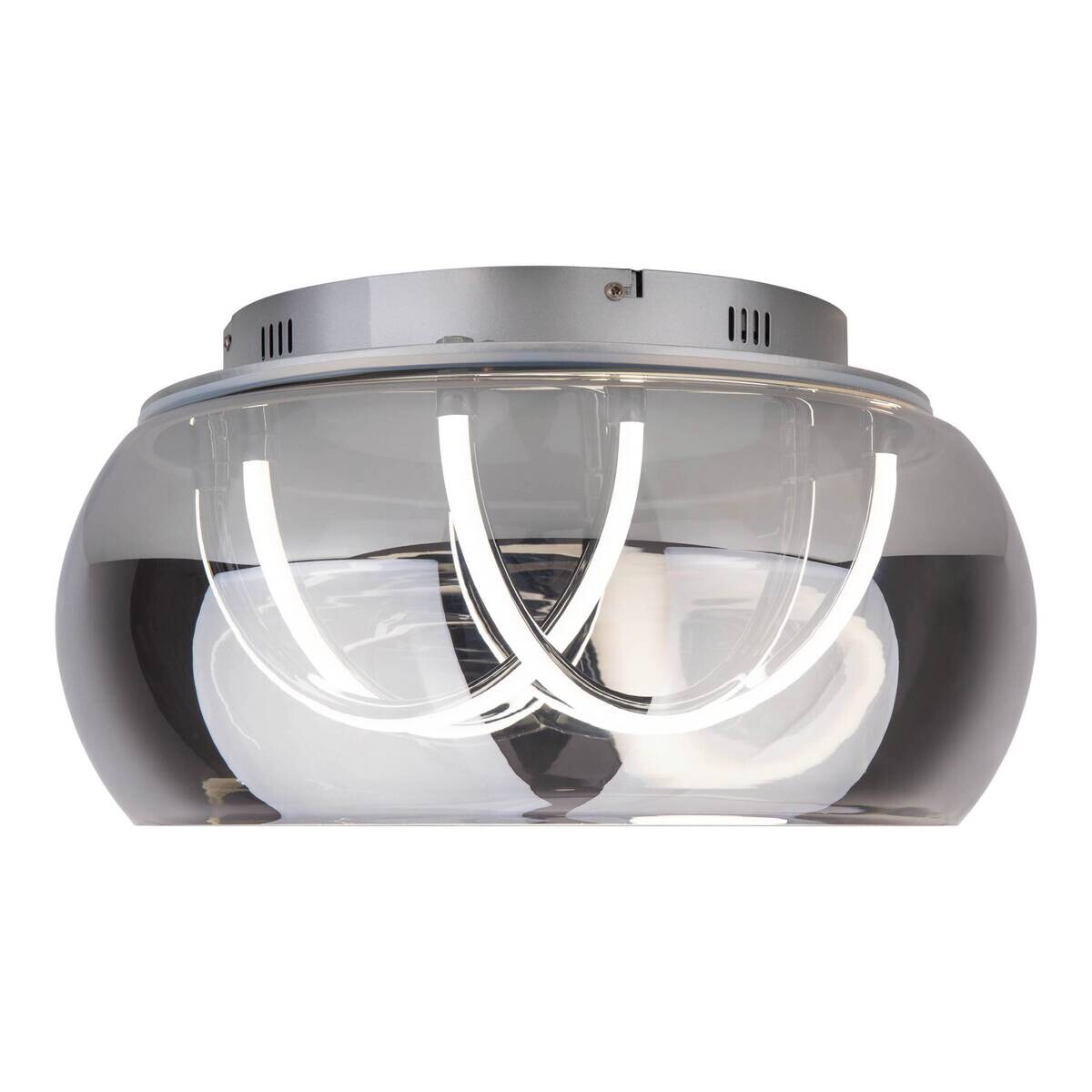 Näve Leuchten LED-Deckenleuchte Chrom Metall Glas B/H/T/D: ca. 45x23,5x45x45 cm