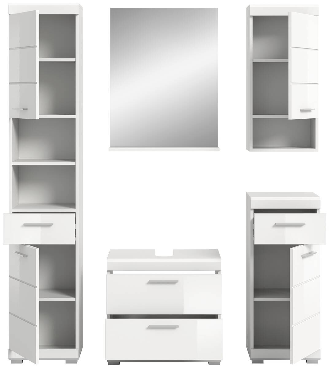 Badezimmer-Set Scout weiß weiß Hochglanz B/H/T: ca. 164x191x37 cm