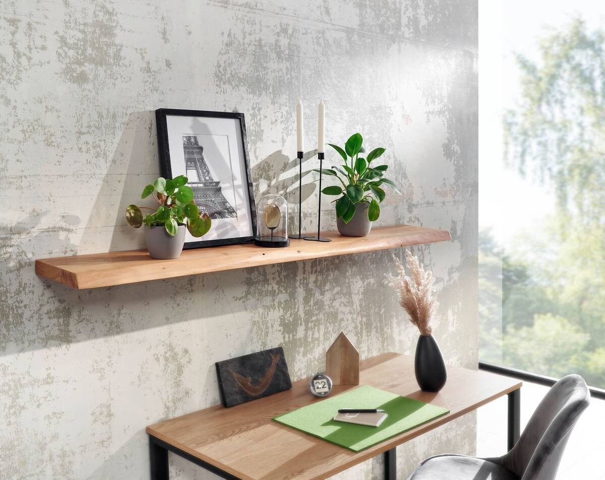 Wandregal braun Holz B/H/T: ca. 160x4x26 cm