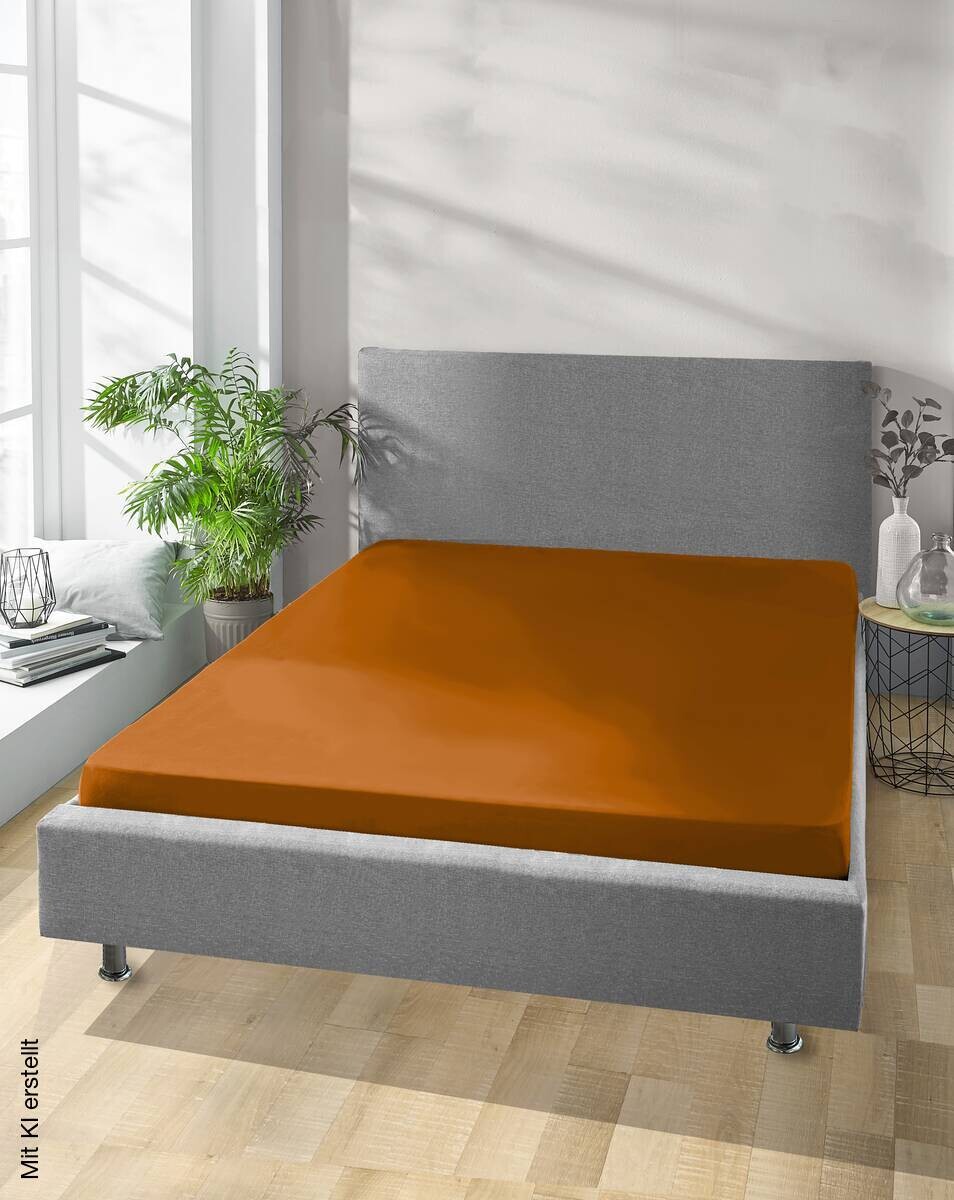 Jersey Spannbetttuch rost Baumwolle B/H/L: ca. 180x28x200 cm