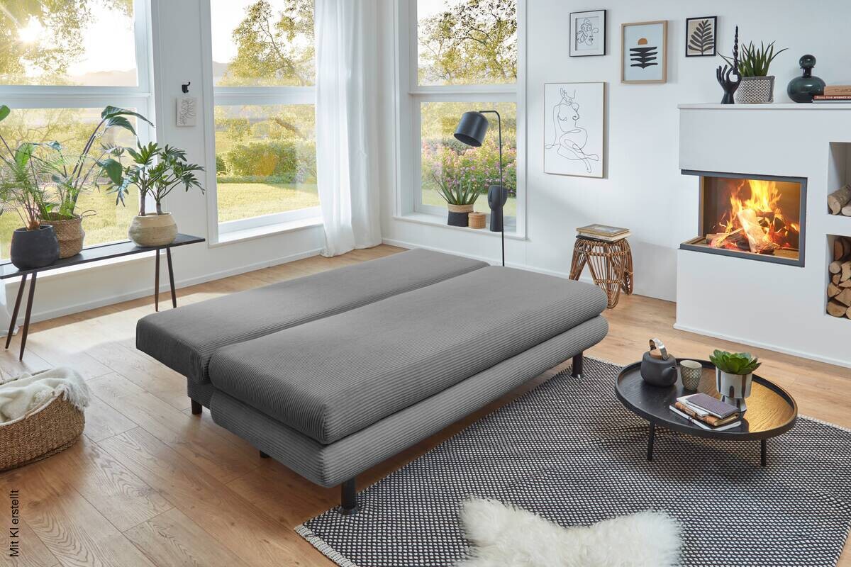 Schlafsofa Bern grau Microfaser B/H/T: ca. 190x93x92 cm