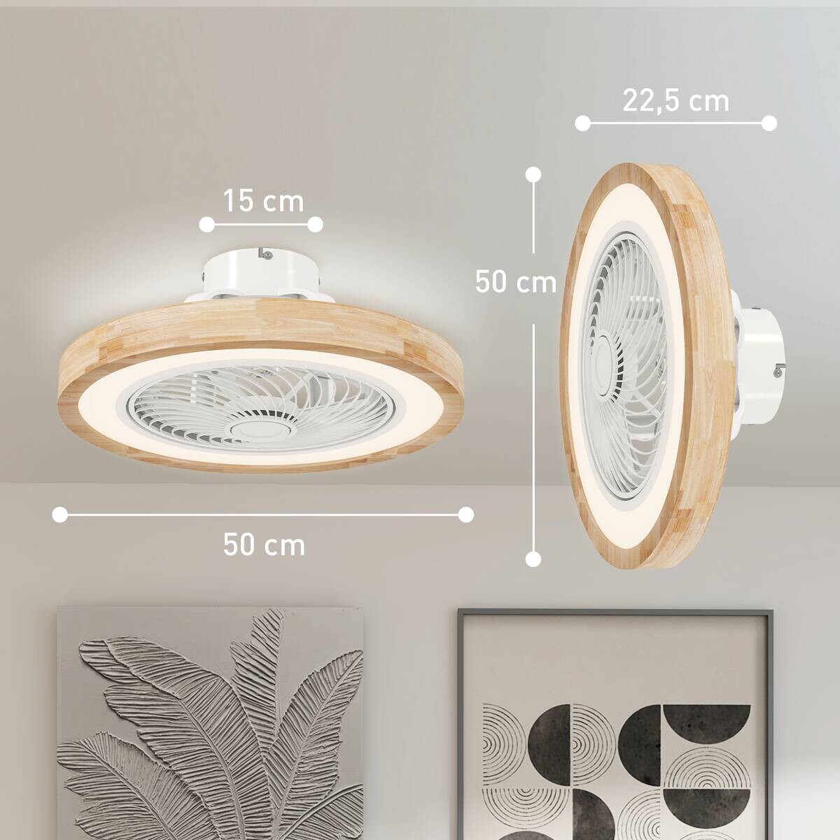 HOMCOM Deckenventilator natur B/H/L: ca. 50x22,5x50 cm max. 40 W