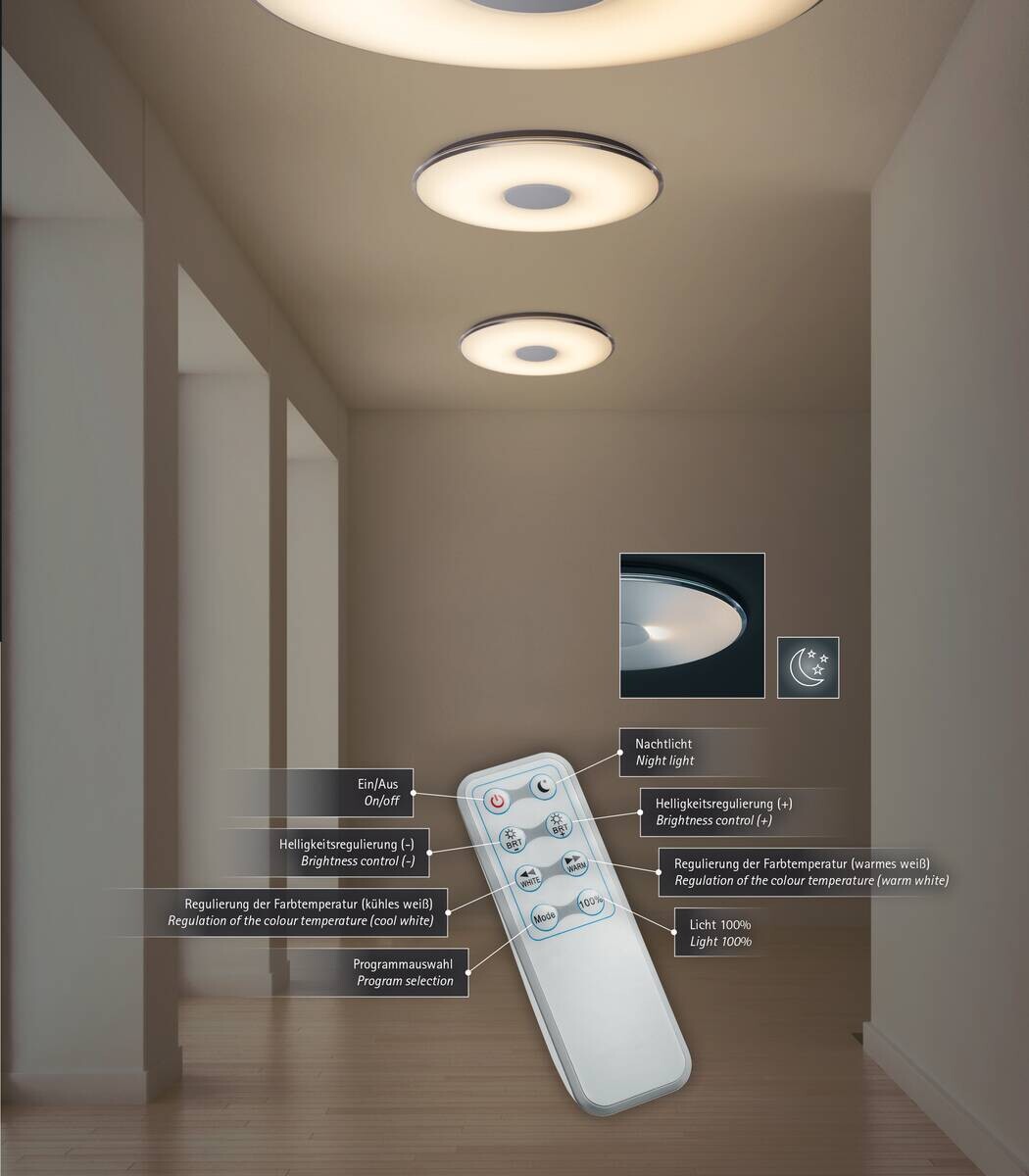 TRIO Deckenleuchte Tokyo weiß Kunststoff H/D: ca. 7x60 cm null 1 Brennstellen