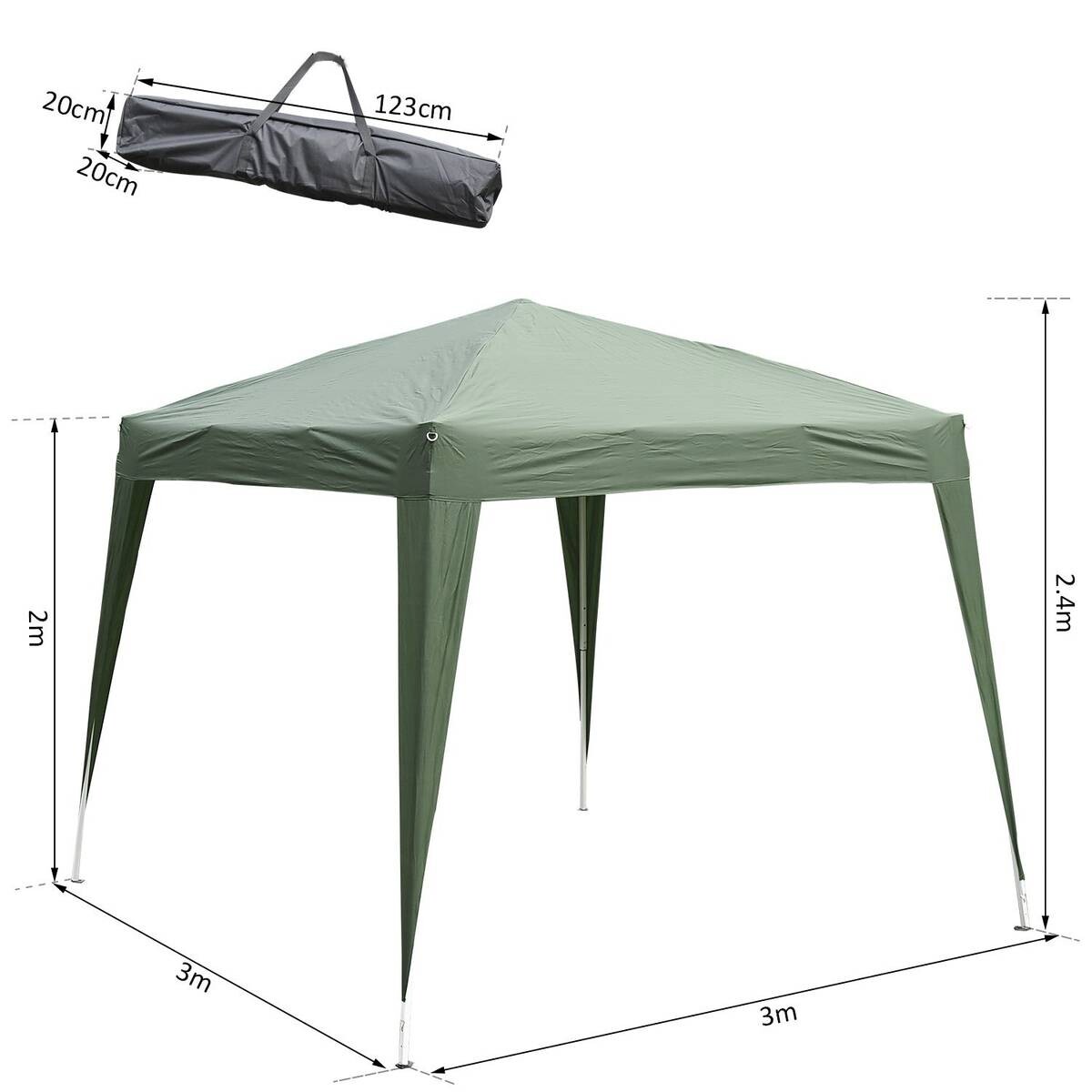 Outsunny Pavillon grün Stahl B/H/L: ca. 240x250x240 cm