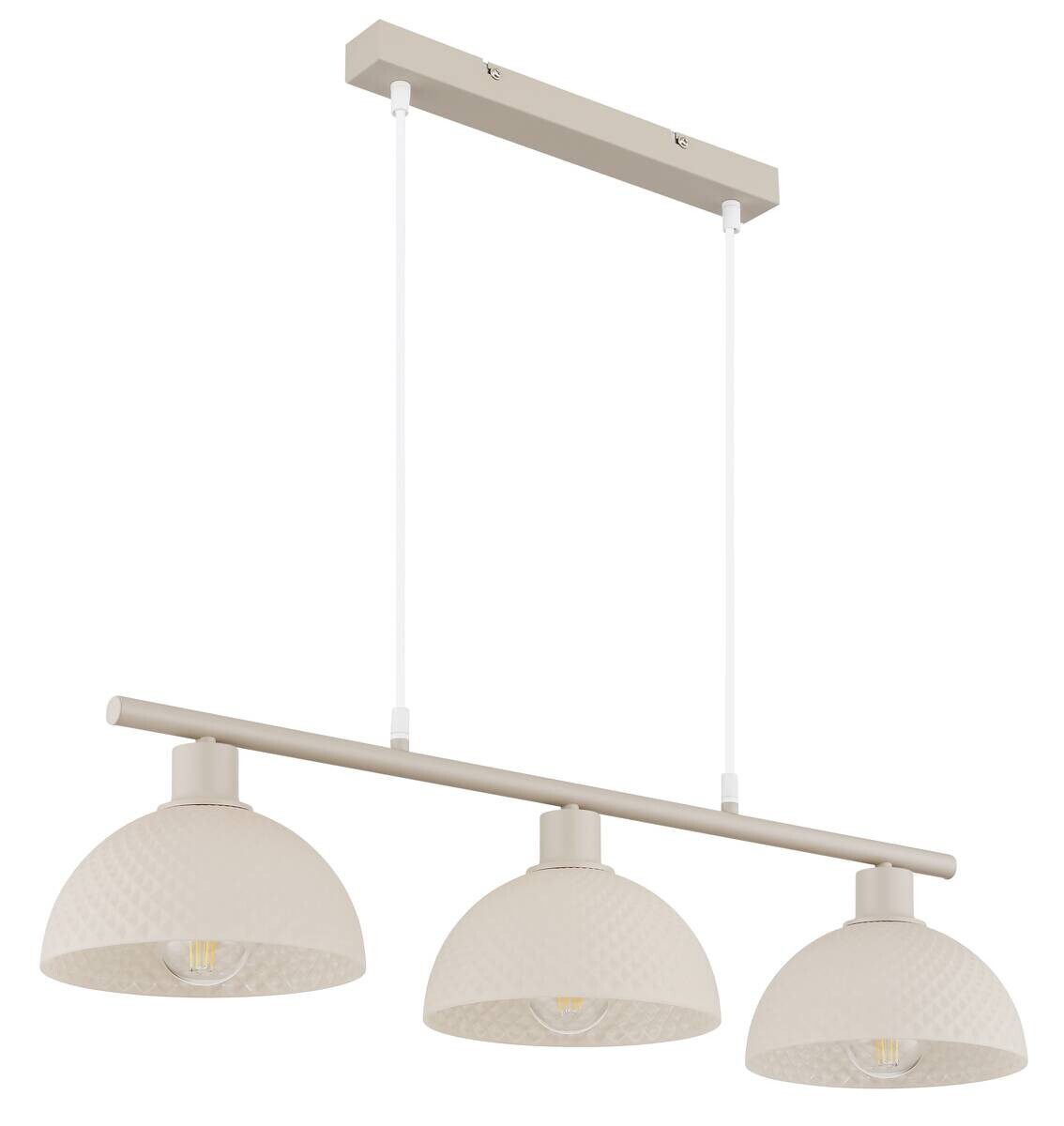 GLOBO Pendelleuchte sand champagner weiß Glas Metall PVC B/H/L: ca. 20x120x77 cm E27 3 Brennstellen