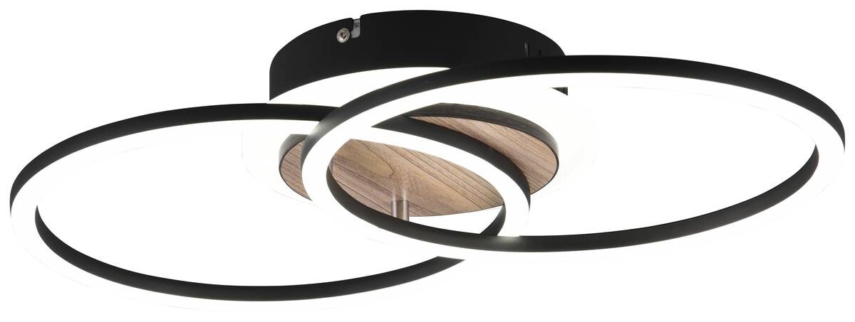 Reality LED-Deckenleuchte R62783635 Giro schwarz MDF Metall Acryl B/H/T: ca. 46x8x28 cm 1 Brennstellen