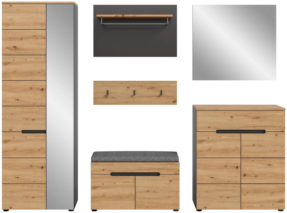 Garderobe Canu basaltgrau Nachbildung Artisan Nachbildung B/H/T: ca. 255x190x37 cm
