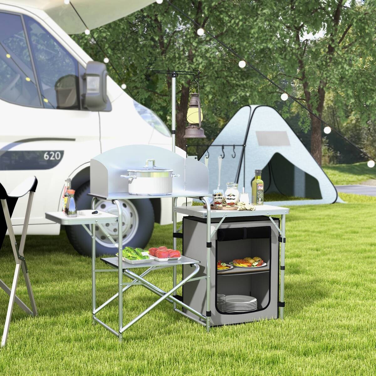 Outsunny Camping Küche B/H/L: ca. 48x119x144 cm