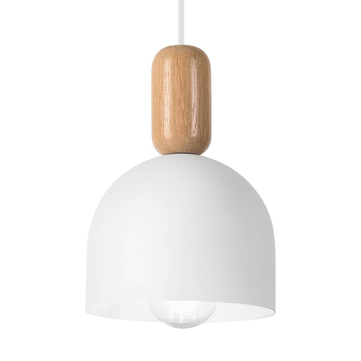 Lamkur Hängeleuchte Eiche weiß Holz Stahl B/H/L: ca. 15,5x102x15,5 cm E27 1 Brennstellen