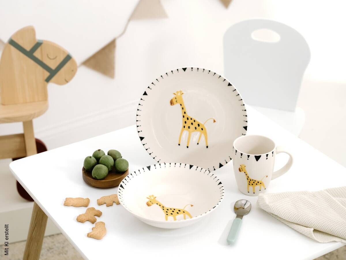 CreaTable Tafelservice Safari bunt Steinzeug 3 tlg.
