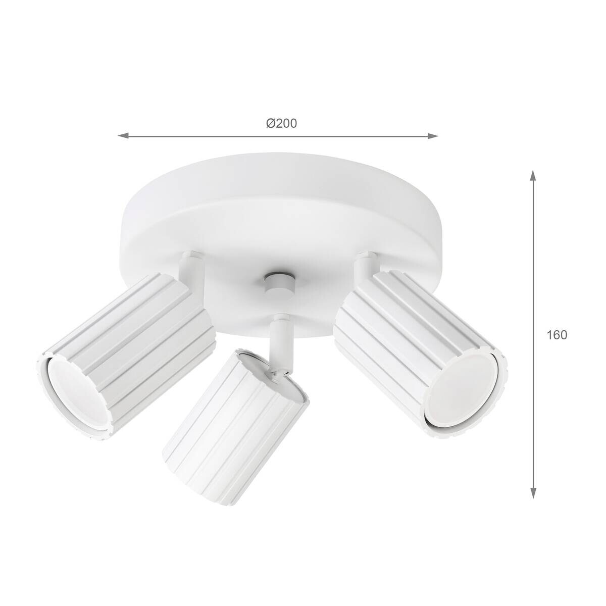 Lamkur Strahler Prisma weiß Stahl B/H/L: ca. 18x19,5x18 cm 3 Brennstellen