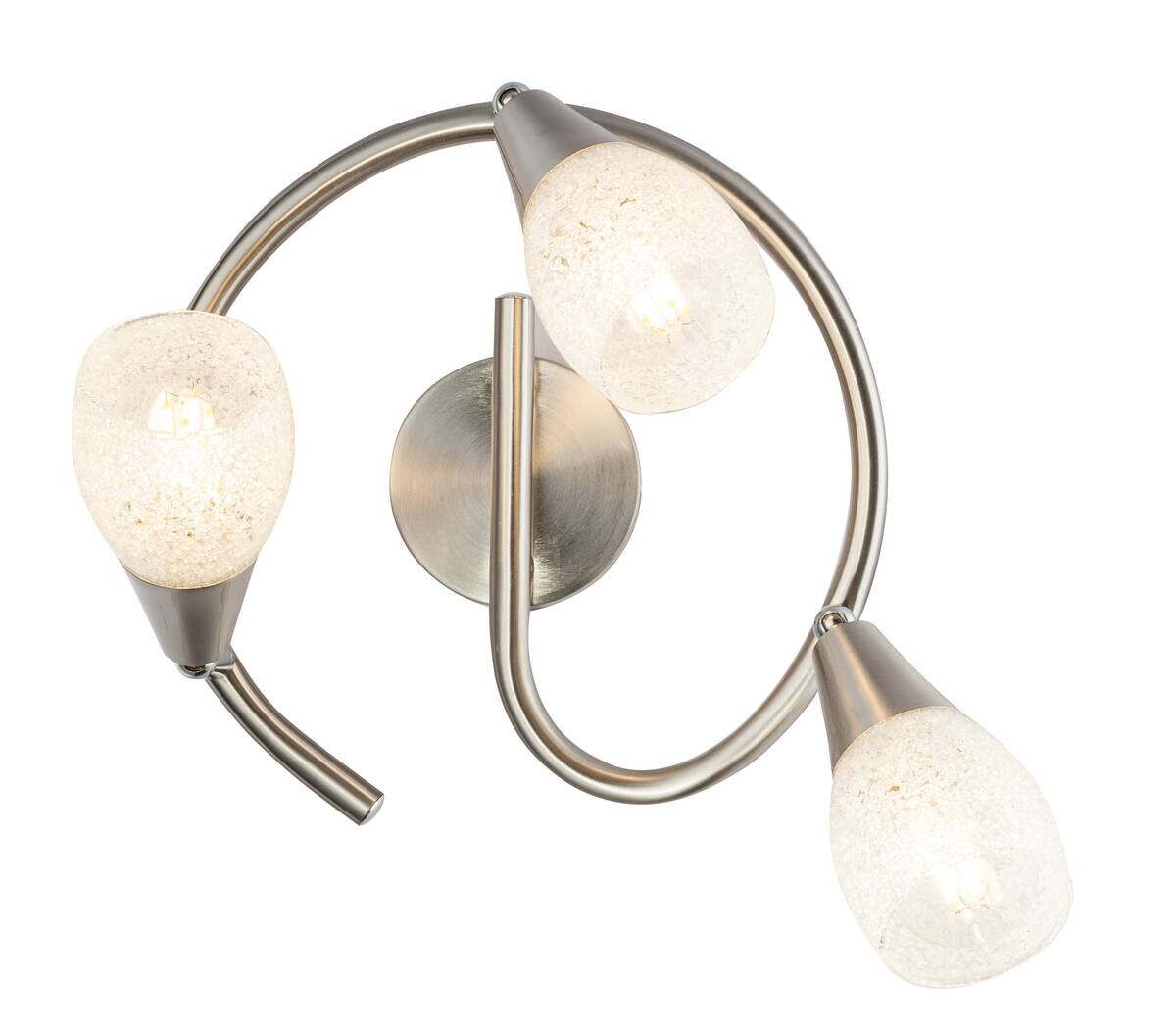 GLOBO Spotspirale Franziska nickel matt Glas Metall H/D: ca. 19x28 cm 3 Brennstellen
