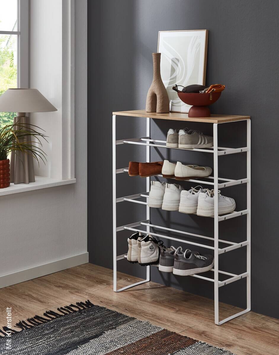 Schuhregal weiß Eiche Artisan Nachbildung B/H/T: ca. 66x90x25 cm