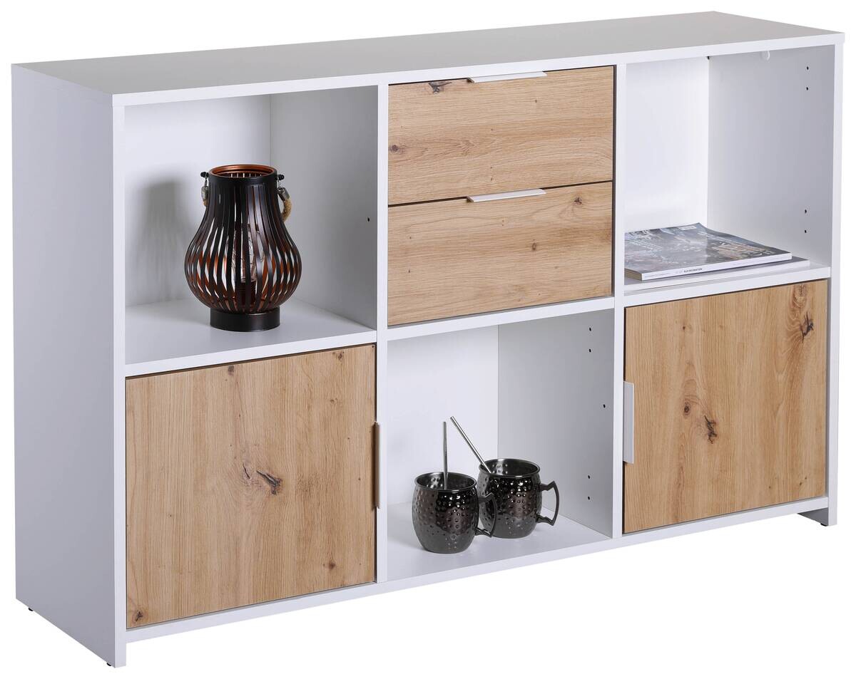 Kommode Pepeto 2T2S weiß weiß beschichtet Optik B/H/L: ca. 30x77x120 cm