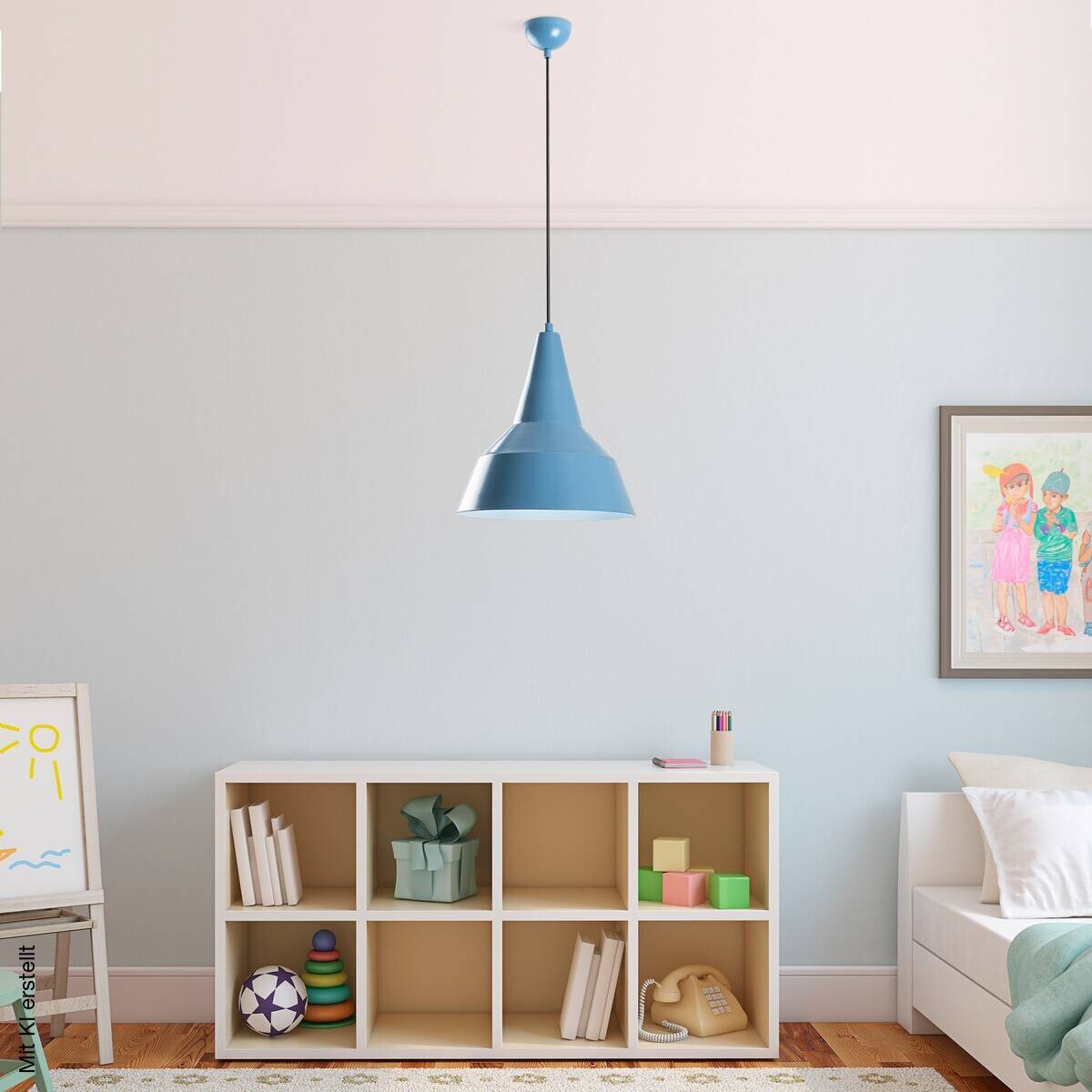 Opviq Pendelleuchte blau B/H/T: ca. 30x131x30 cm E27 1 Brennstellen