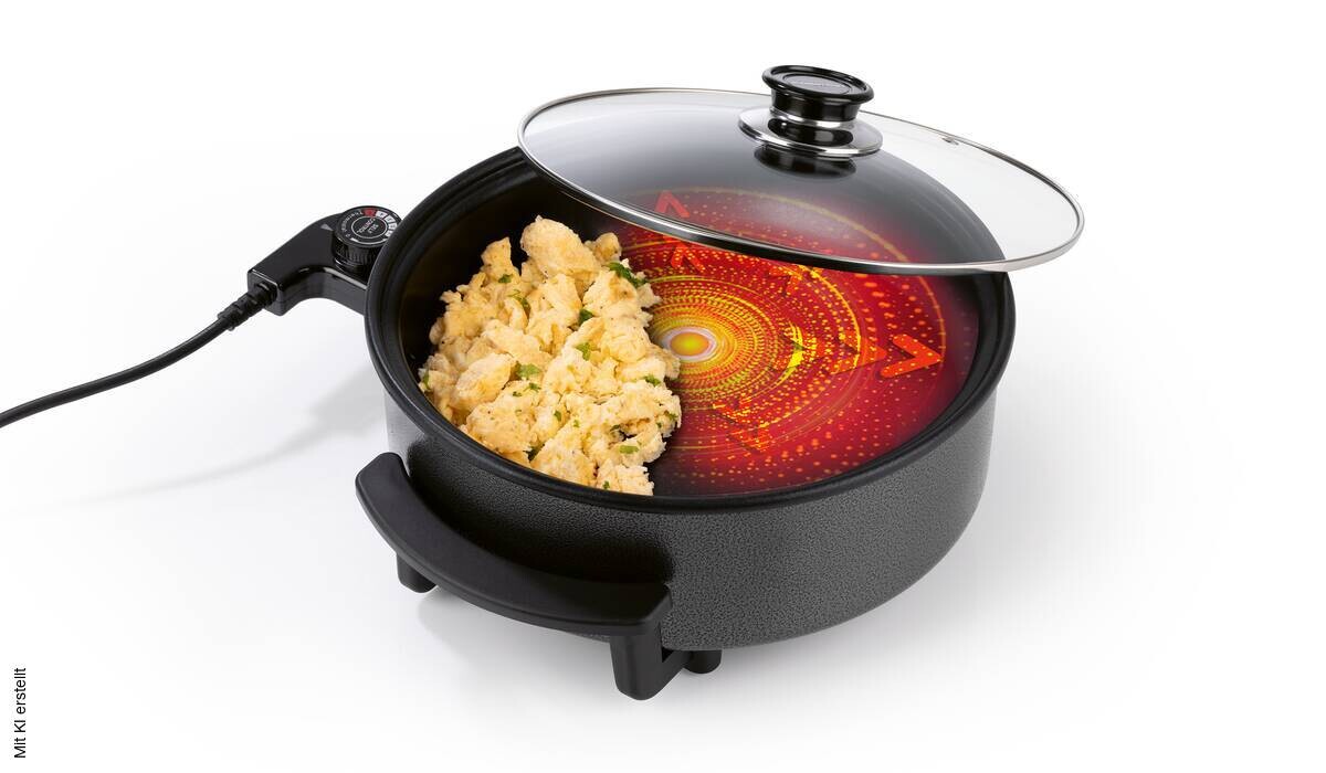 GOURMETmaxx Elektrische Party-Pfanne schwarz Edelstahl B/H/L: ca. 14,5x36x34,5 cm