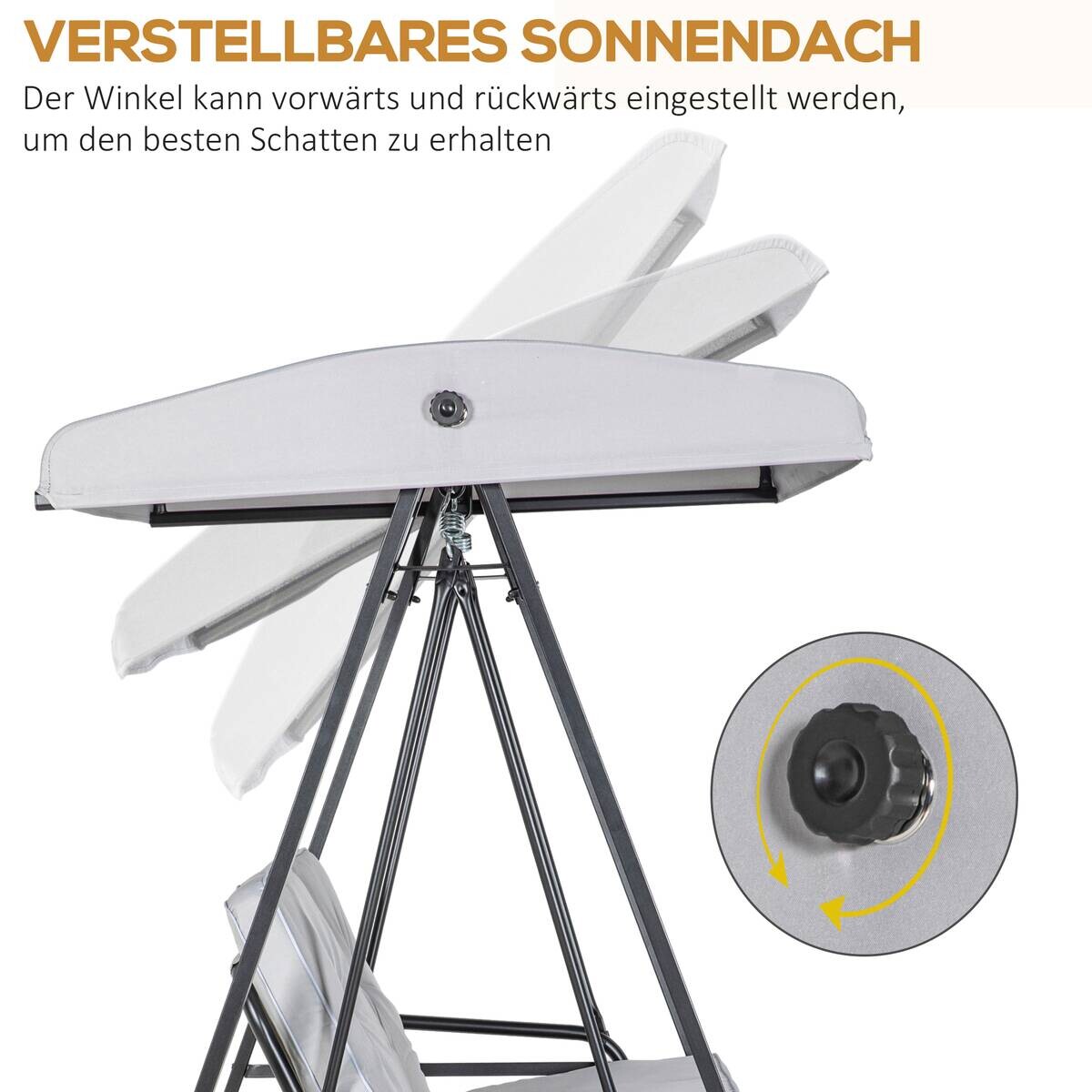 Outsunny Hollywoodschaukel grau Stahl B/H/L: ca. 116x172x145 cm