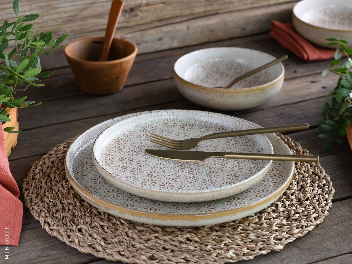 CreaTable Tafelservice Uno Emiliana rot Steinzeug 12 tlg.