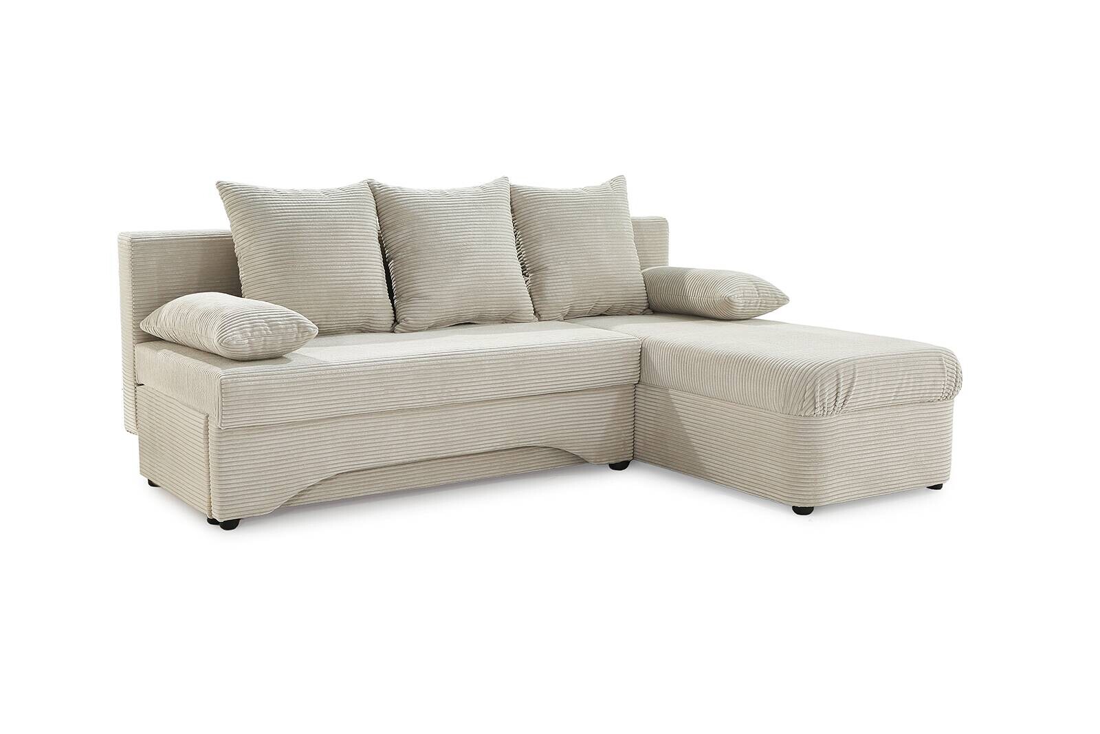Ecksofa mit Bettfunktion und Bettkasten Greige Microfaser B/H/T: ca. 191x70x142 cm