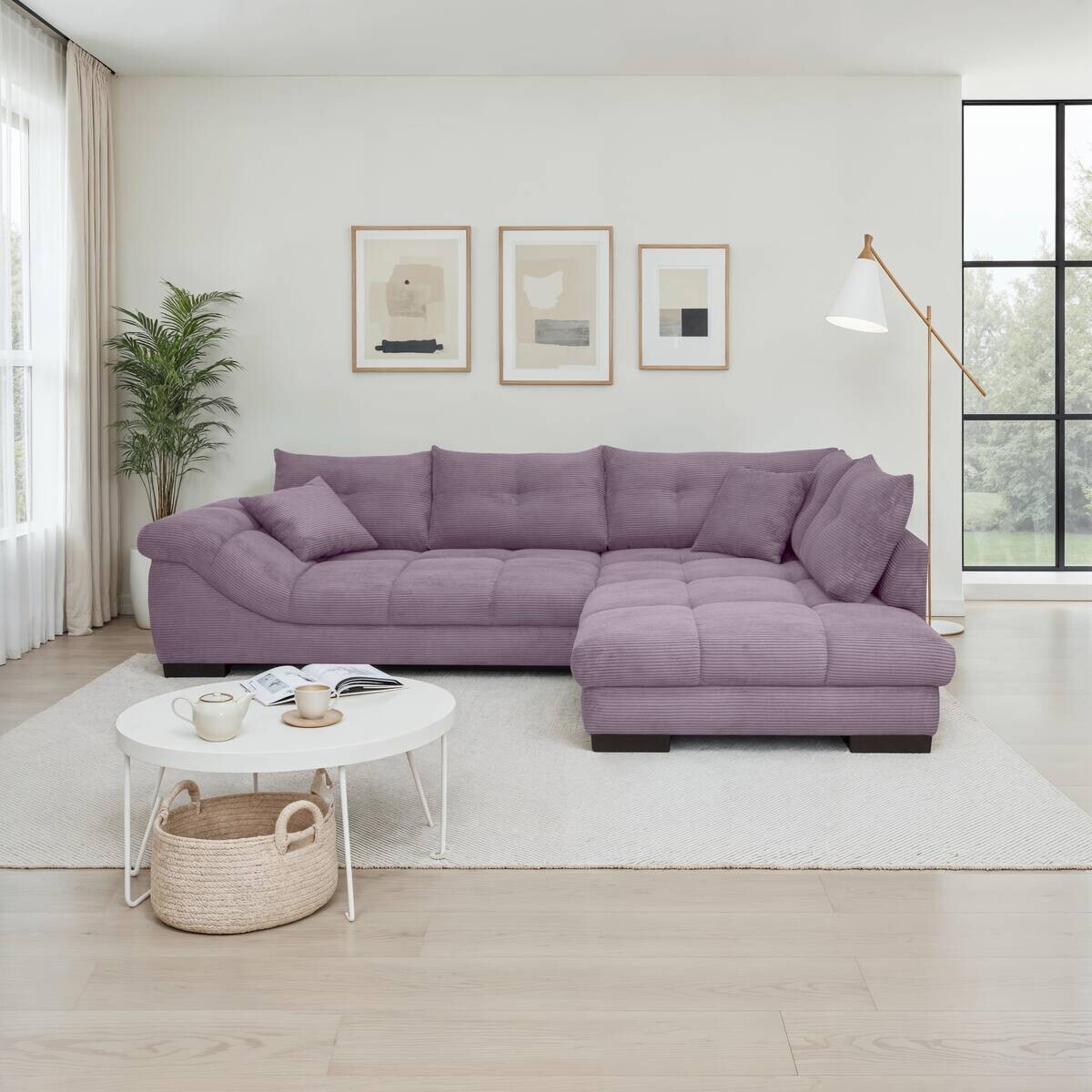 Ecksofa flieder Microfaser B/H/T: ca. 318x92x227 cm