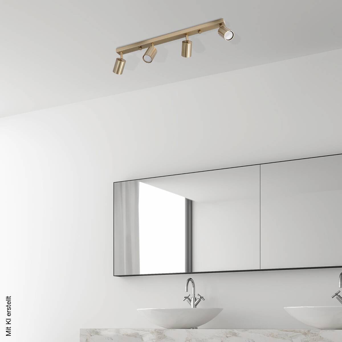 Lamkur Strahler Prisma gold Stahl B/H/L: ca. 6,5x16,5x81 cm 4 Brennstellen