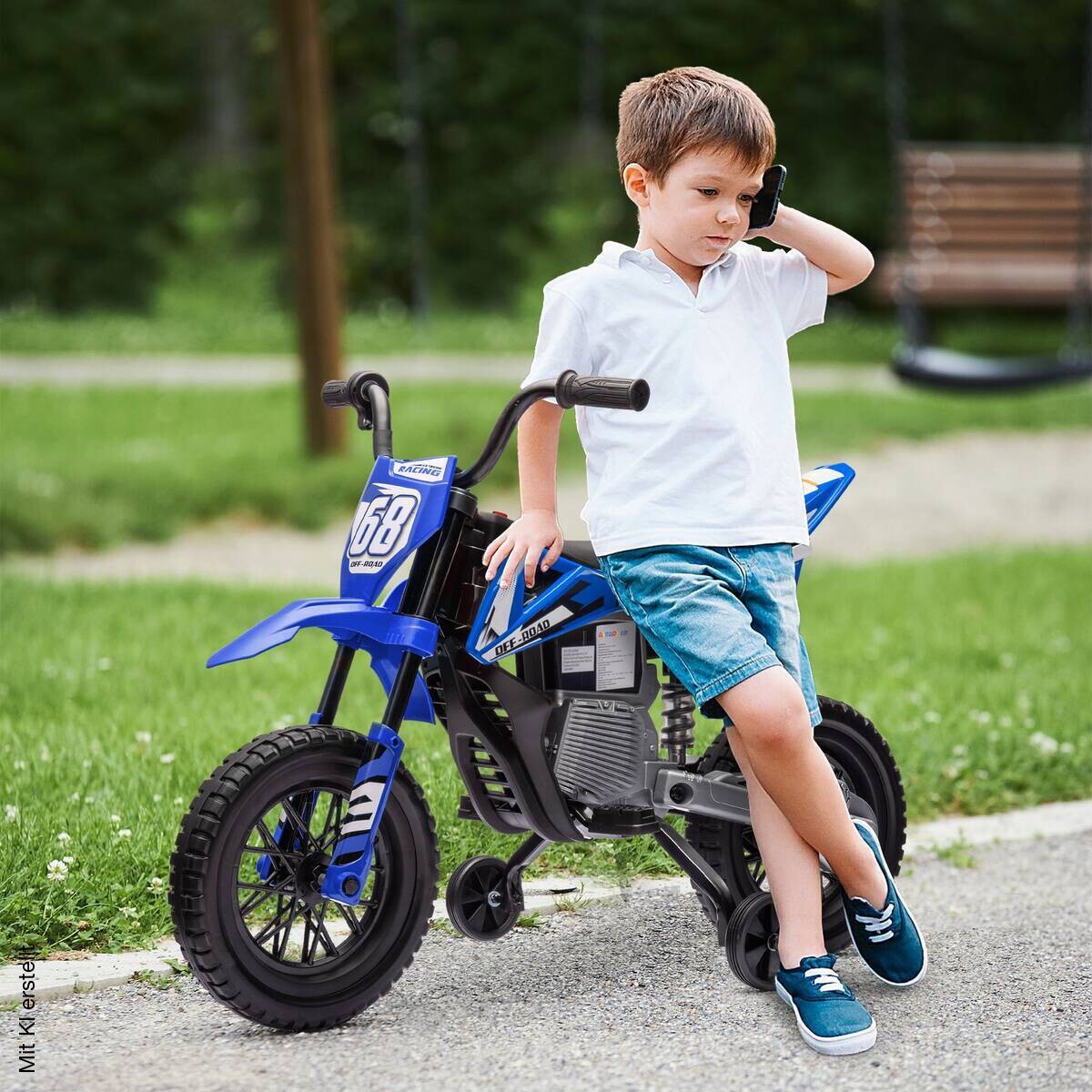AIYAPLAY Kinder-Elektromotorrad blau B/H/L: ca. 56x70x107 cm
