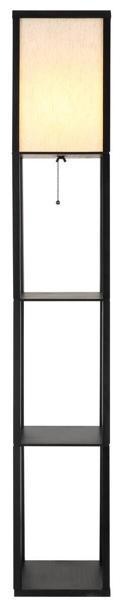 GLOBO Stehlampe natur schwarz PVC Holz Textil B/H/L: ca. 26x159x26 cm E27 1 Brennstellen
