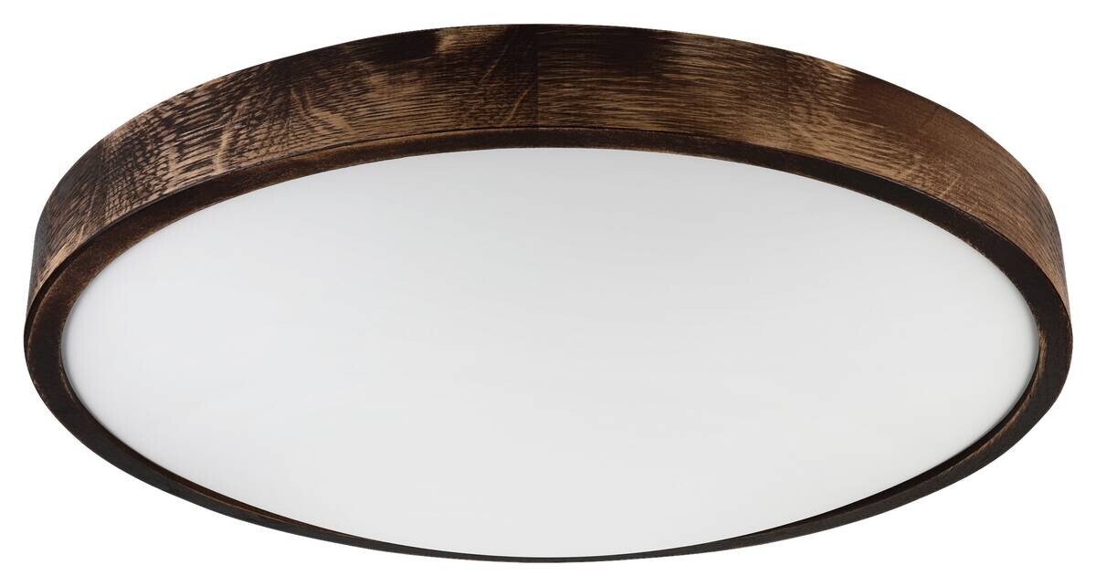 Lamkur Deckenleuchte Eiche Holz Glas B/H/L: ca. 48,5x12x48,5 cm