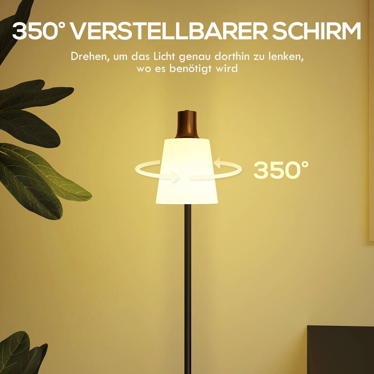 HOMCOM Stehleuchte schwarz Stahl Kunststoff B/H/L: ca. 21x148x45 cm E27 1 Brennstellen