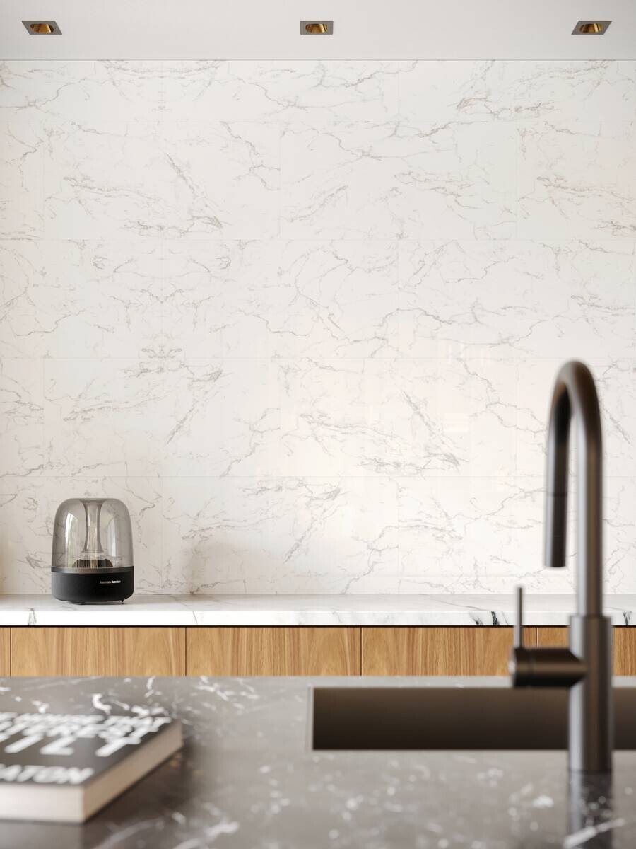 Wand-/Bodenvinyl Carrara Marble ca. 1,92m² im Paket B/L: ca. 40x80 cm pro Paket