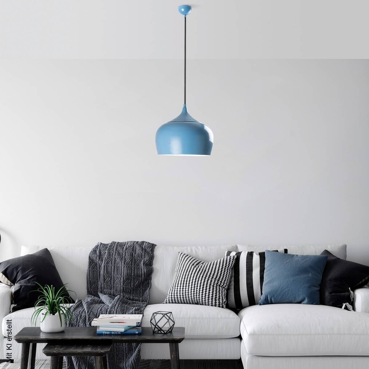 Opviq Pendelleuchte blau B/H/T: ca. 28x125x28 cm E27 1 Brennstellen