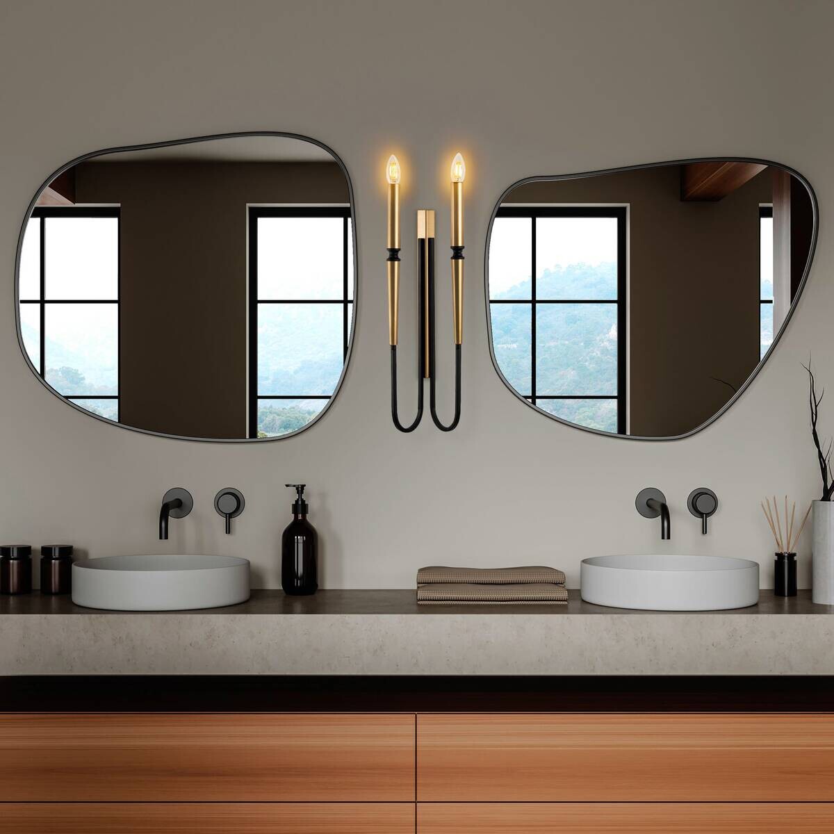 Opviq Wandleuchte schwarz Metall B/H/L: ca. 58x12x18 cm E14 1 Brennstellen