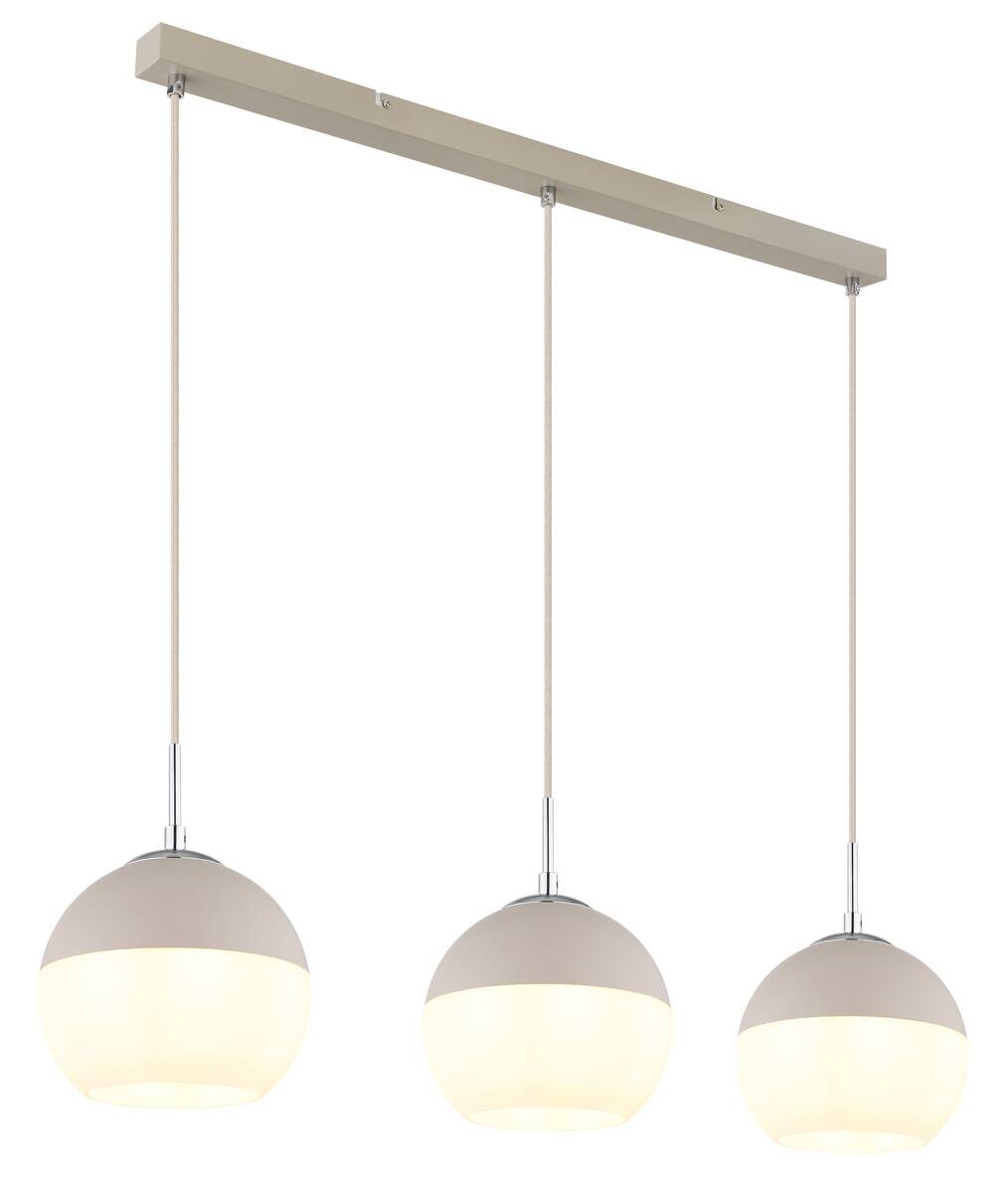 GLOBO Pendelleuchte weiß Opal sand Glas Textil Metall B/H/L: ca. 20x120x90 cm E27 3 Brennstellen
