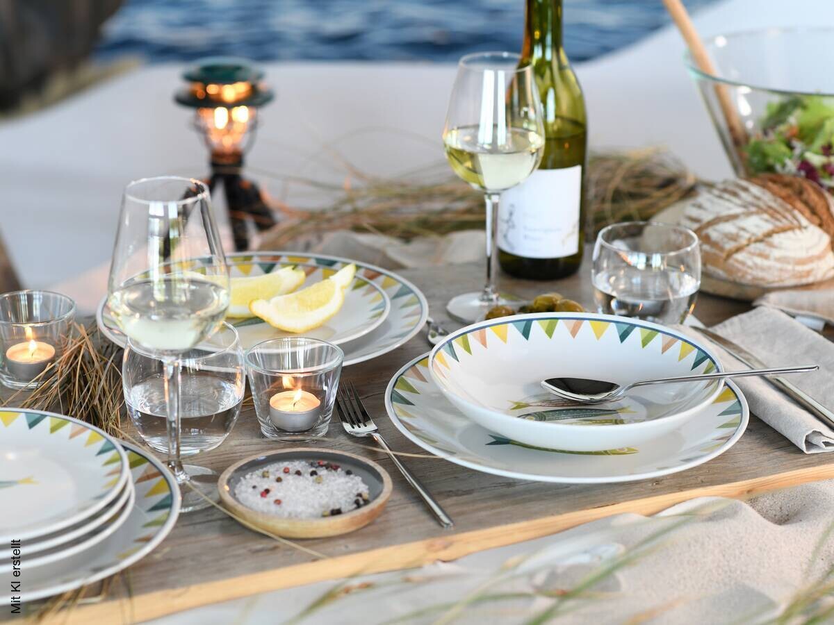 CreaTable Tafelservice Sardinhas weiß Steinzeug 12 tlg.