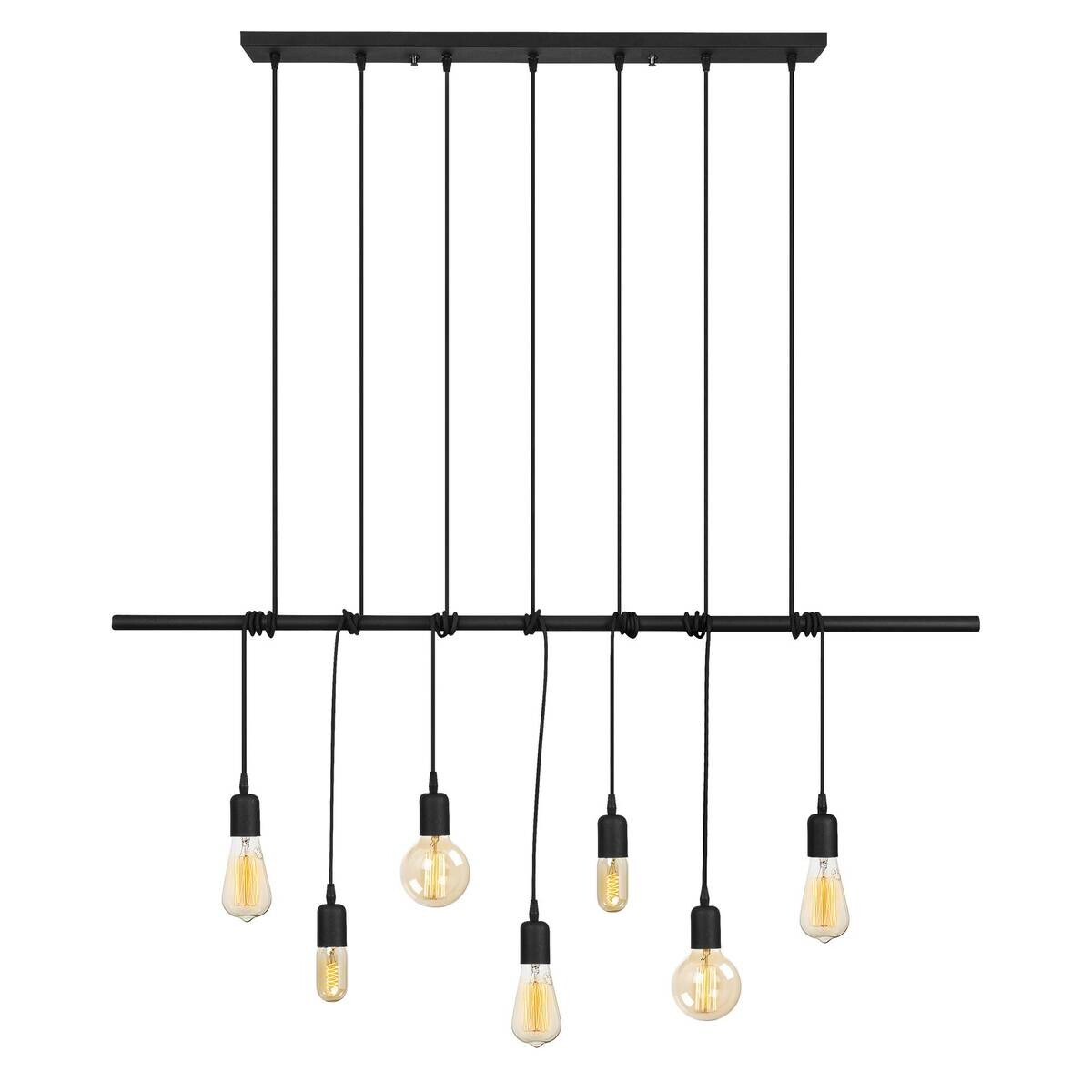 Opviq Pendelleuchte Salkim-3101 schwarz B/H/T/L: ca. 120x180x10x120 cm E27 7 Brennstellen